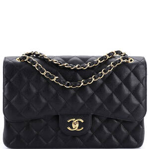 Chanel Jumbo Classic Double Flap Bag Quilted Caviar